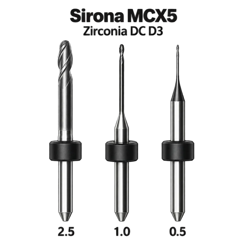 Lodden Dental Milling Burs, Sirona MCX5 Zirconia