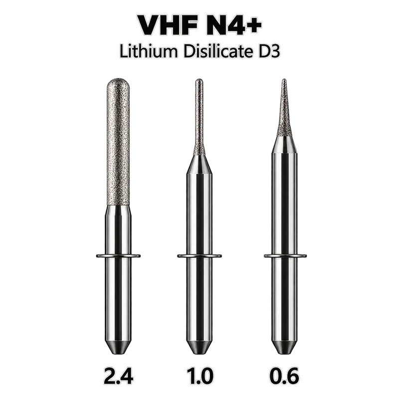 Lodden Dental Milling Burs, VHF N4+ Lithium Disilicate